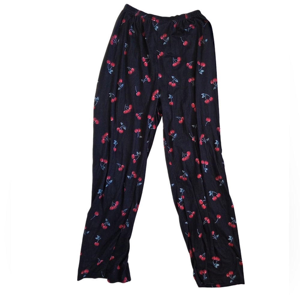 Black Pajama Pants with Red and Blue Pattern